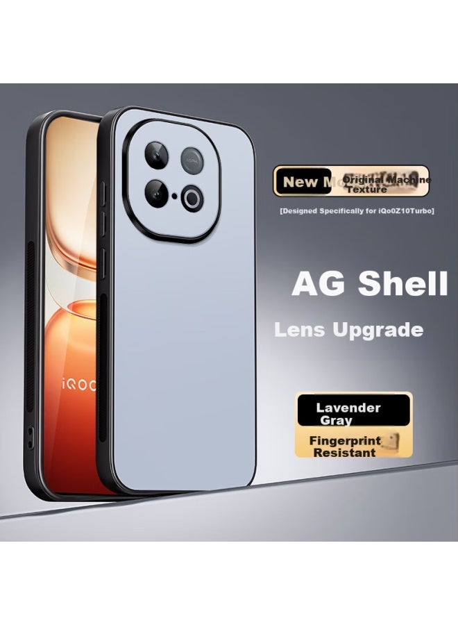 Shangsu, Suitable For Iqoo Z10 Turbo Phone Case, Vivo Iqoo Z10 Turbo Protective Cover, Ag Frosted Lens, Full Protection, Shockproof, Simple Business Style, For Women And Men, Outer Shell, Lavender Gray - Image 1