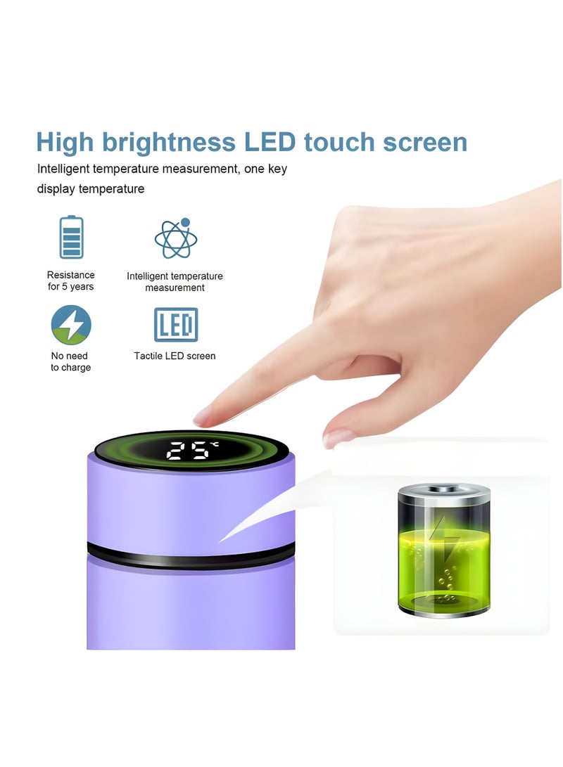 أس بي قارورة فراغ ذكية وزجاجة ماء للمشروبات الساخنة والباردة تحافظ على مشروبك باردًا لمدة 24 ساعة وساخنًا لمدة 8 ساعات مع شاشة عرض درجة الحرارة LED زجاجة ماء من الفولاذ المقاوم للصدأ قارورة تخييم - Image 2