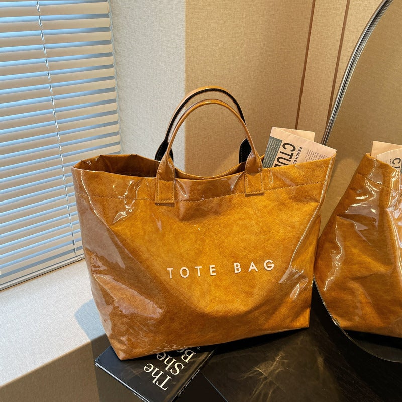 Fashion Vintage Tote Bag Women'S Commuting Large Capacity Texturous Portable Bucket Bag Shopping Bag - Image 3