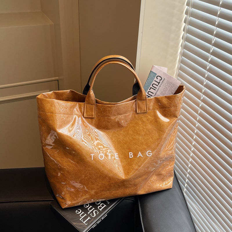 Fashion Vintage Tote Bag Women'S Commuting Large Capacity Texturous Portable Bucket Bag Shopping Bag - Image 2