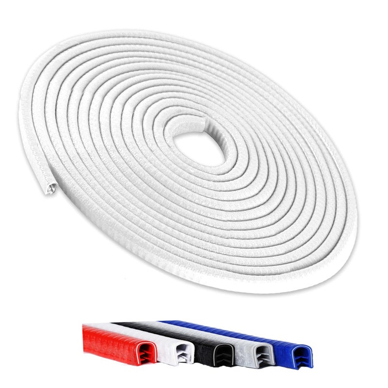 Winfort 165FT5M Universal Car Door Edge Protector Guards NoGlue Required Rubber Seal U Shape Automotive Door Entry Guard Suitable for Most Cars SUVs and Trucks White - Image 3