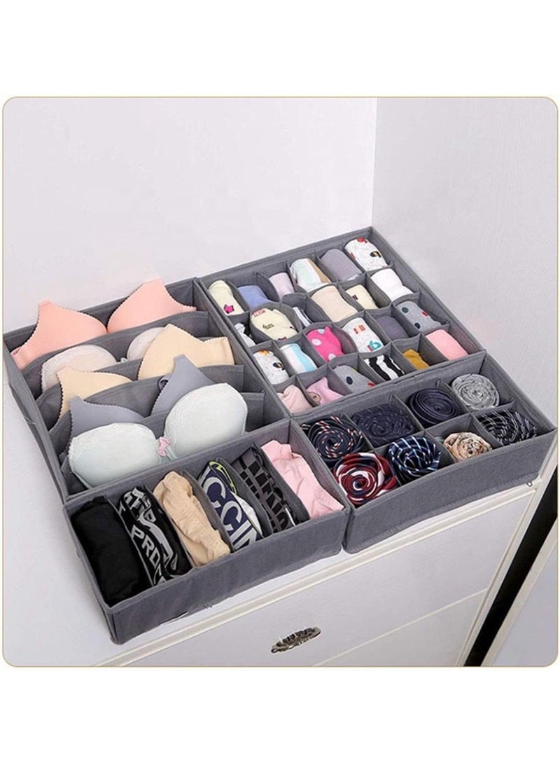 4pcs Fabric Storage System for Clothes Storage, Foldable Organiser, Grey, Storage Box, Drawer Divider for Underwear, Bras, Socks, Ties, Underwear, Changing Supplies -Grey - Image 4