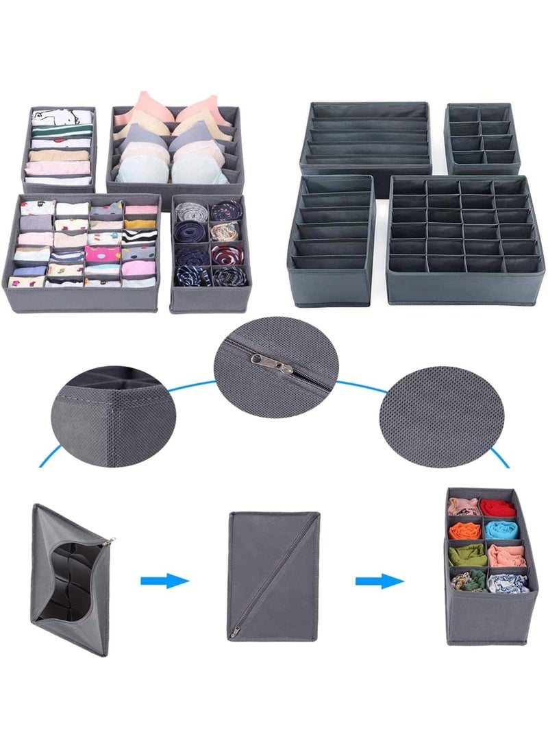 4pcs Fabric Storage System for Clothes Storage, Foldable Organiser, Grey, Storage Box, Drawer Divider for Underwear, Bras, Socks, Ties, Underwear, Changing Supplies -Grey - Image 5