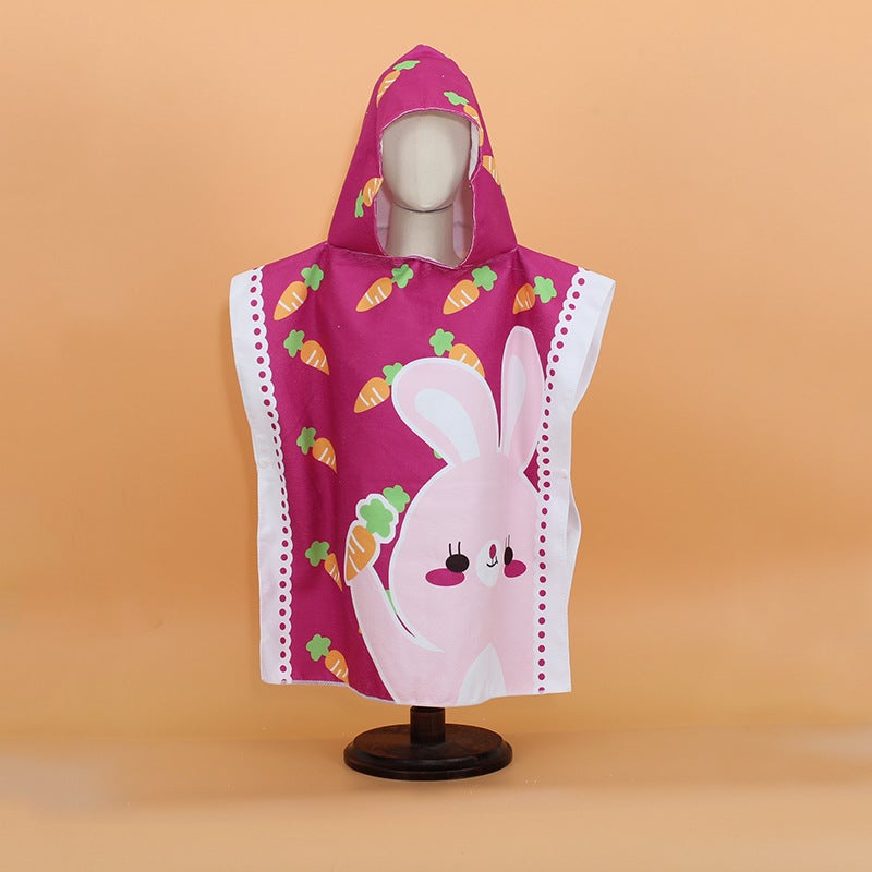 Children'S Bath Towel Cape Baby'S Bathrobe Soft Quick-Drying Cartoon Digital Printing Microfiber Hooded Wearing Bath Towel - Image 1