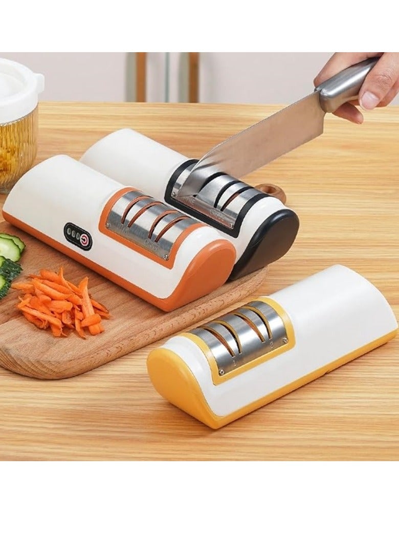 M MIAOYAN 2-stage household electric knife sharpener, kitchen gadget multifunctional artifact, equipped with 4 sharpening ports, suitable for coarse and fine knives  - Image 3