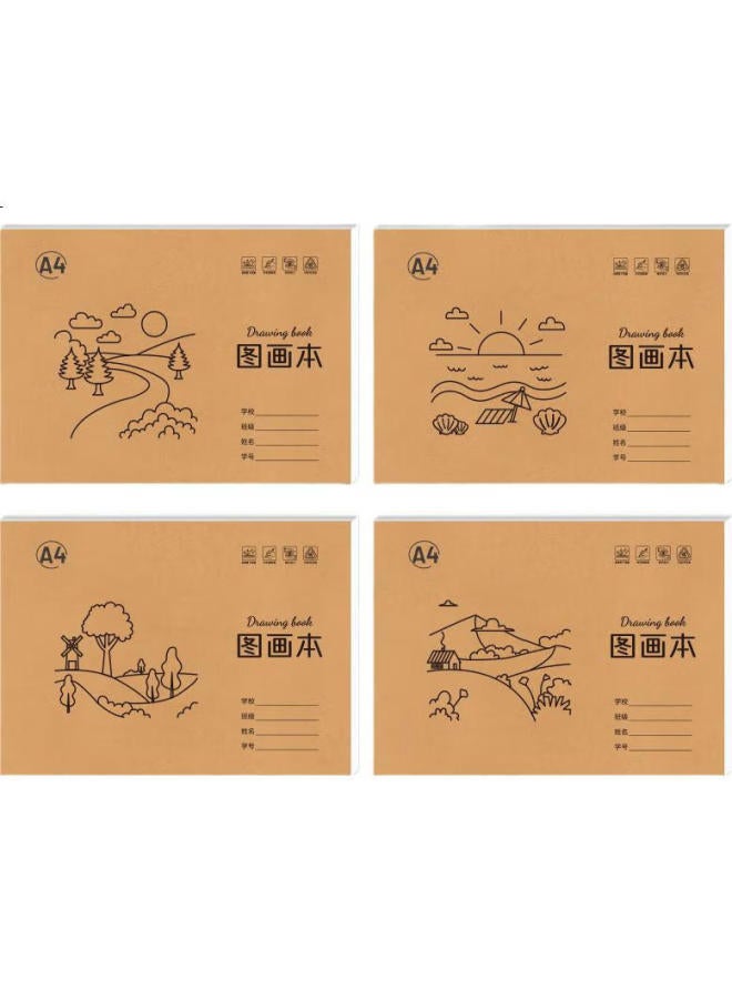 Simaa 4-Pack 120 Sheets Drawing Book For Children, Kindergarten And Elementary School Students, Art Drawing Book For Kids, Doodle Book, Sketchbook - Image 3