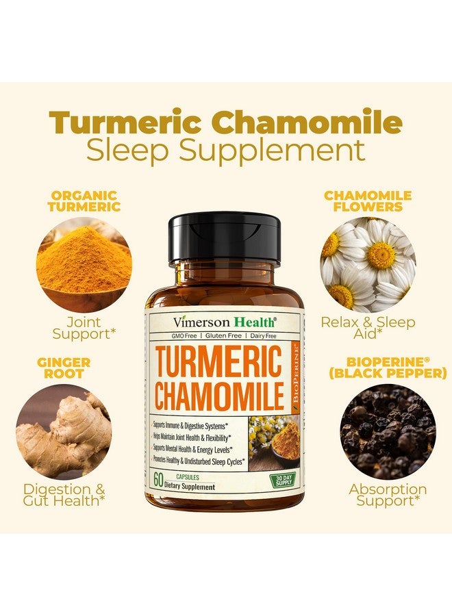 Vimerson Health Turmeric Supplement & Chamomile Capsules for Sleep - Organic Turmeric Sleep Supplement with Chamomile Flowers Extract (Manzanilla) - Relaxation & Stress Support - Joint & Digestive Health. 60 Capsules - Image 5