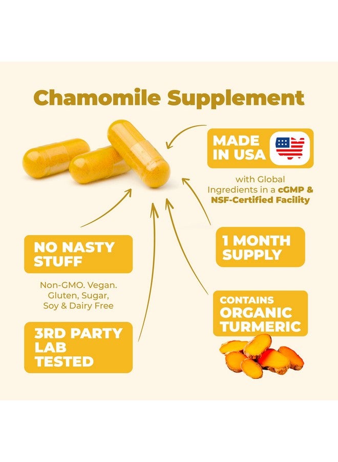 Vimerson Health Turmeric Supplement & Chamomile Capsules for Sleep - Organic Turmeric Sleep Supplement with Chamomile Flowers Extract (Manzanilla) - Relaxation & Stress Support - Joint & Digestive Health. 60 Capsules - Image 4