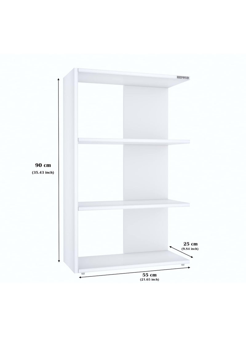 Redwud - Redwud Jiffy Engineered Wood BookshelfBookshelf for HomeHome Dcor Storage RackBook Rack for Study Room Office Matte Finish White DIY - Image 1