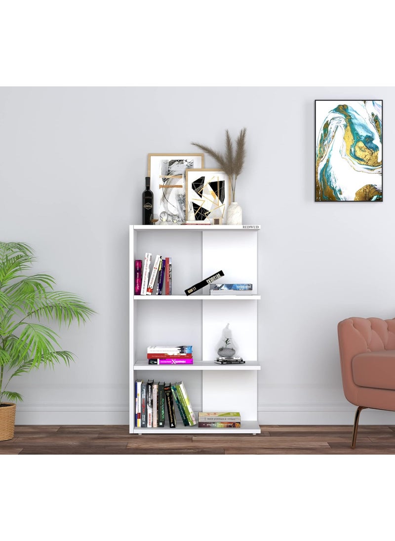 Redwud - Redwud Jiffy Engineered Wood BookshelfBookshelf for HomeHome Dcor Storage RackBook Rack for Study Room Office Matte Finish White DIY - Image 1