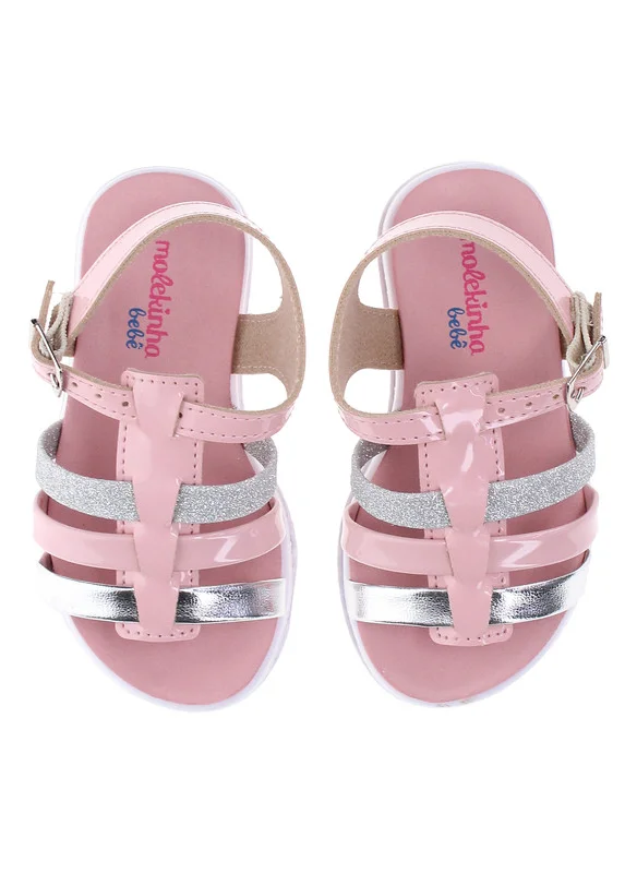 موليكينها Molekinha Infant Girls Sandals With Back Strap Pink | Made In Brazil