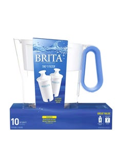 Brita Wave Filtered Water Filter Pitcher 10 Cup Capacity Includes 2 Filters Blue