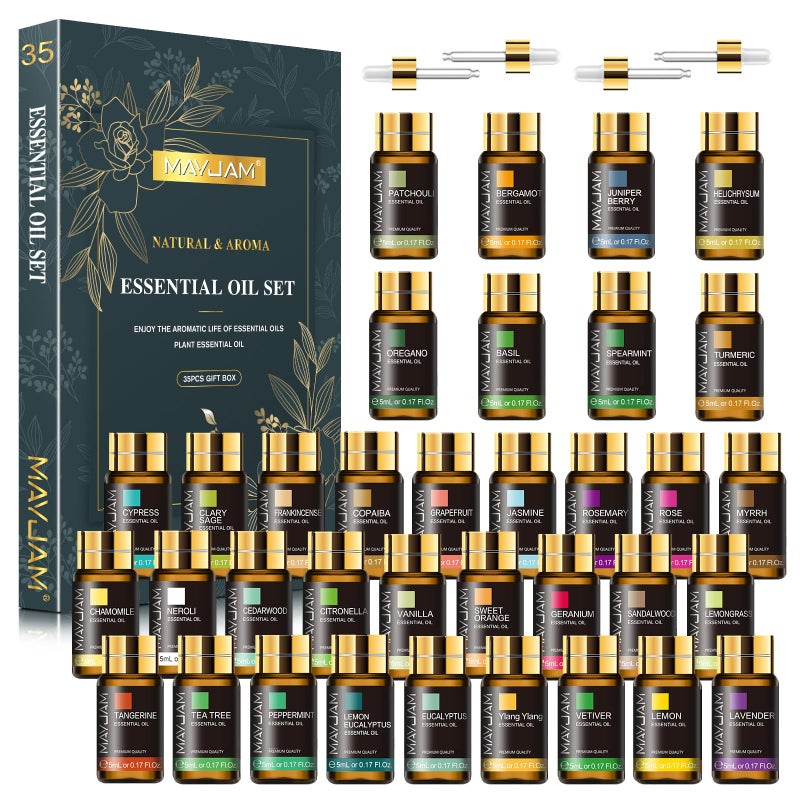 MAYJAM Essential Oil Set, 35PCS Premium Essential Oils Kit, 5ML Essential Oils Fragrance Oil Scent for DIY Candle and Soap Making - Image 1