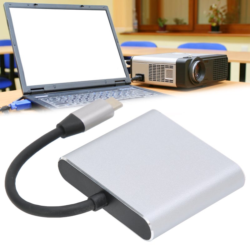 محطة توصيل 3 في 1: بناء من سبائك الألومنيوم، مخرجات HDMI بدقة 4K بتردد 30 هرتز - محول وشاحن USB 3.0 بسرعة 5 جيجابت في الثانية، محول من النوع C للأجهزة من النوع C، للاستخدام في المكتب المنزلي والترفيه - Image 2