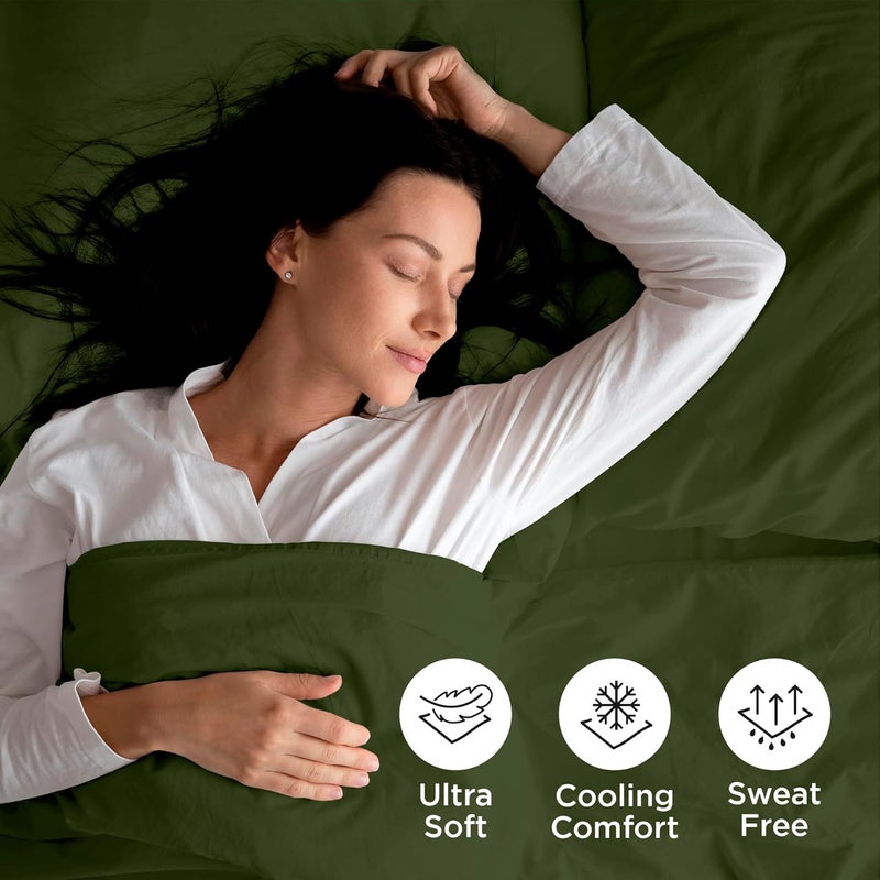 ROYALE LINENS طقم شراشف كوين 4 قطع من رويال لينينز - فراش مايكروفايبر ناعم 1800 - 1 شرشف مجهز، 1 شرشف مسطح، 2 كيس وسادة - مقاوم للتجعد والبهتان - شراشف فندقية فاخرة (أخضر صياد، كوين) - Image 4