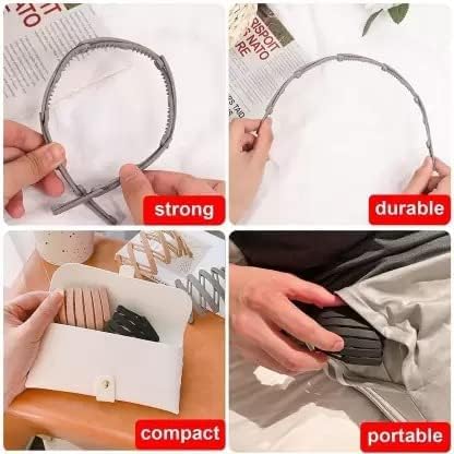 Generic Foldable Headband for Women NonSlip Hair Band Thick Hair Hoop Travel Hair Accessory Black  - Image 4