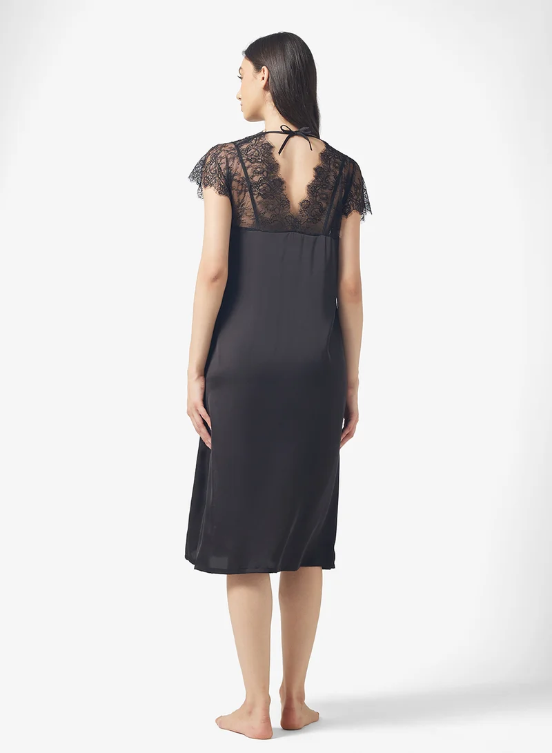 ELLA Night Dress With Lace Trims