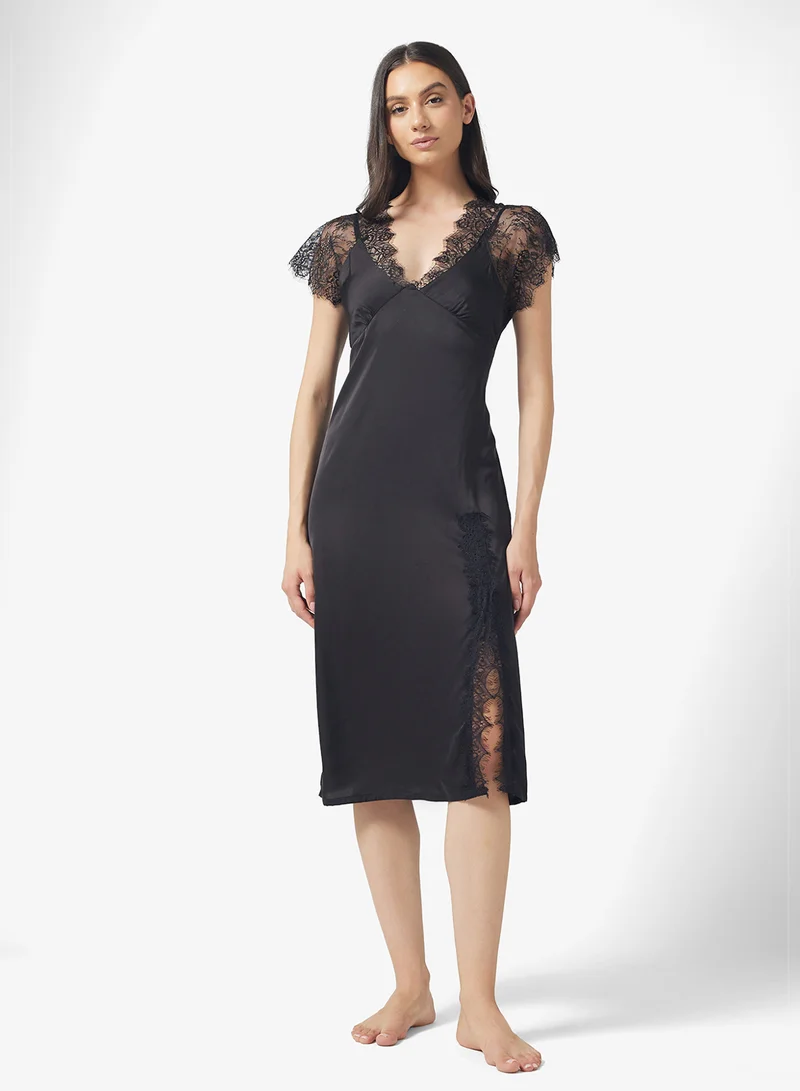 ELLA Night Dress With Lace Trims