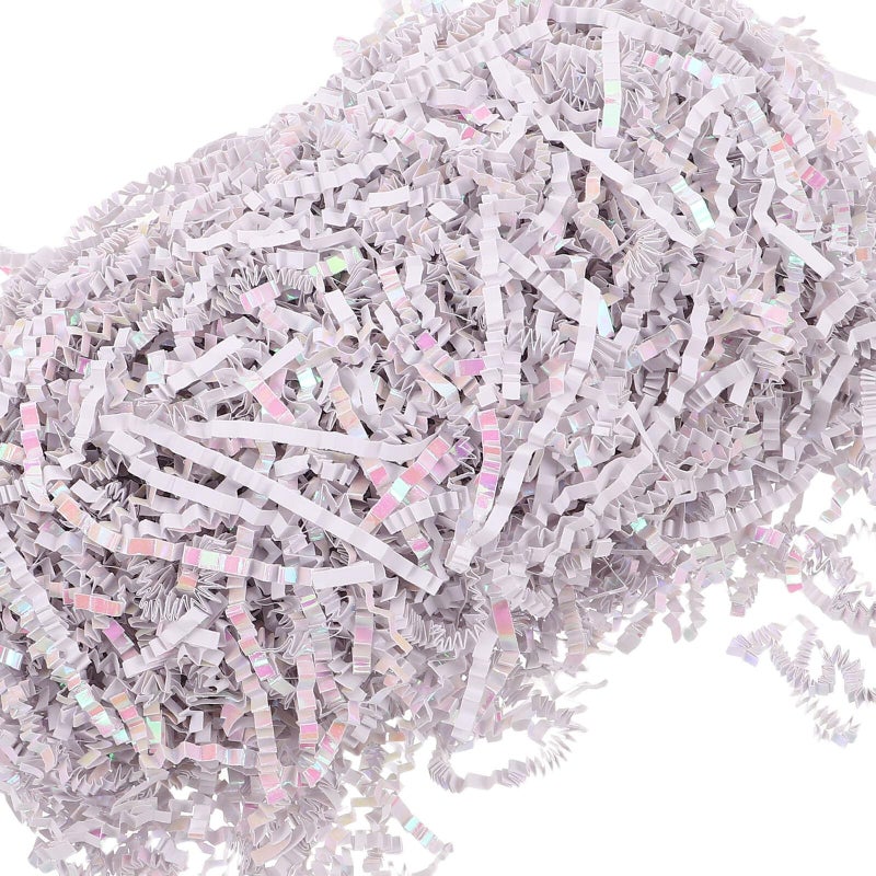 White Crinkle Paper Filler Shredded Decorative Basket Craft Wrapping Supplies - Image 4