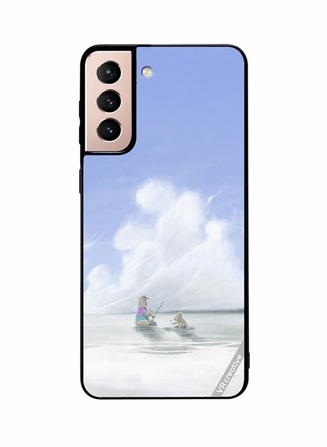 VR CREATIVE Protective Case Cover For Samsung Galaxy S21 Plus 5G Fishing Bear Design Multicolour - Image 1