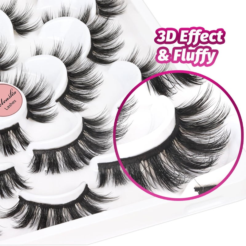 Veleasha Lashes 10 Pairs Natural Fluffy False Eyelashes Soft Wispy Lashes 3D Faux Mink Lashes Pack (V07) - Image 3