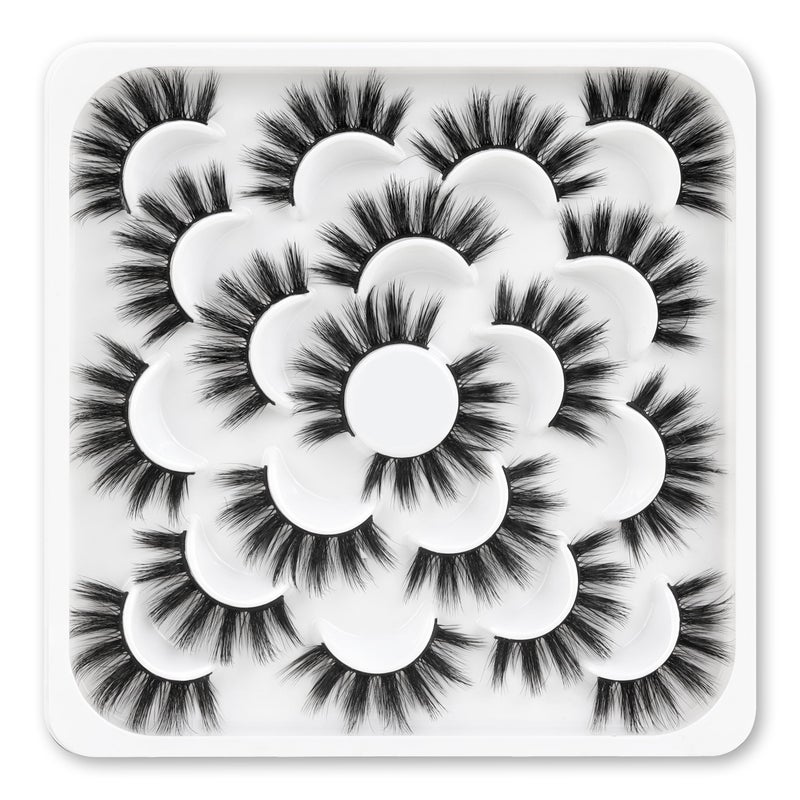 Veleasha Lashes 10 Pairs Natural Fluffy False Eyelashes Soft Wispy Lashes 3D Faux Mink Lashes Pack (V07) - Image 1