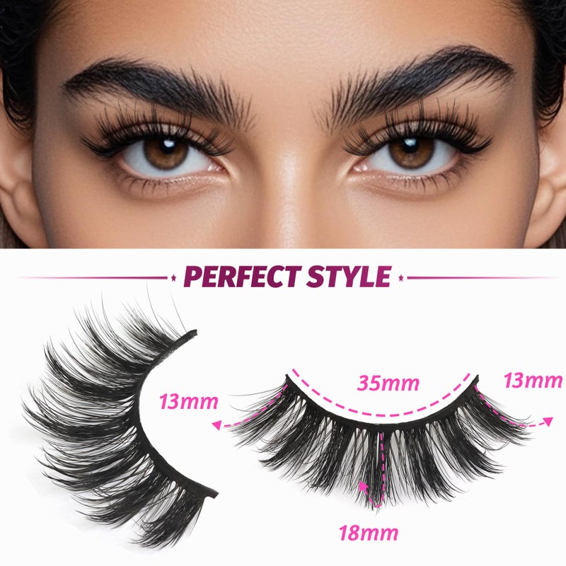 Veleasha Lashes 10 Pairs Natural Fluffy False Eyelashes Soft Wispy Lashes 3D Faux Mink Lashes Pack (V07) - Image 2