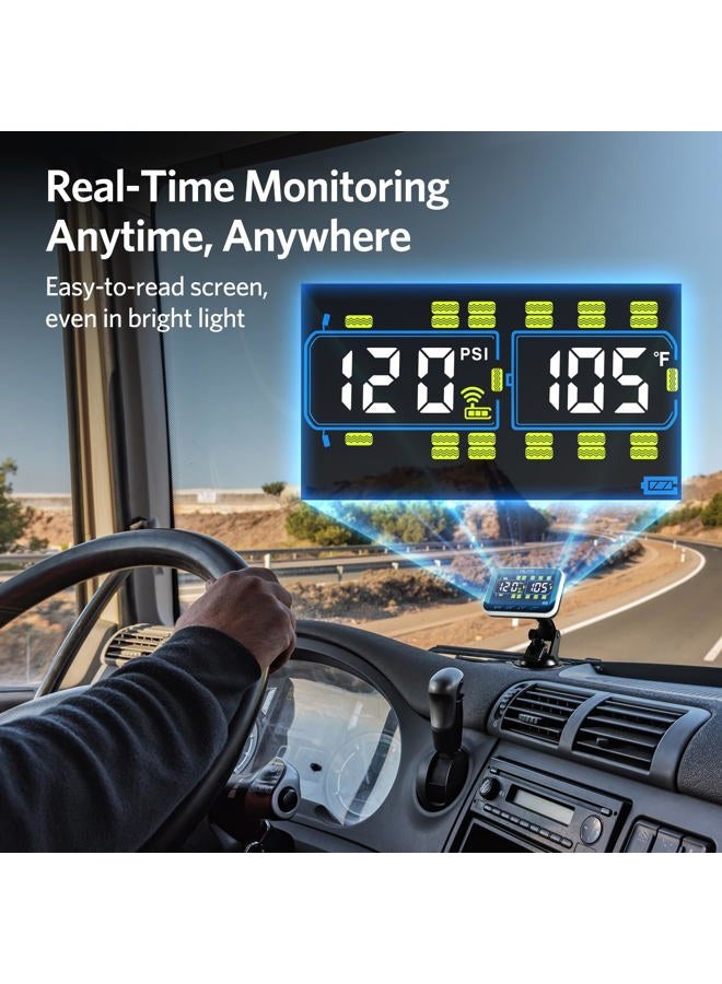 GUTA Trailer Tire Pressure Monitoring System, RV Tire Pressure Monitor with 6 Sensors, 6 Alert Modes, Signal Booster, Large Color Display, Long Sensing Distance, 0-188PSI TPMS for RV Trailer Semi - Image 2