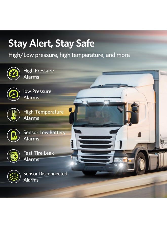 GUTA Trailer Tire Pressure Monitoring System, RV Tire Pressure Monitor with 6 Sensors, 6 Alert Modes, Signal Booster, Large Color Display, Long Sensing Distance, 0-188PSI TPMS for RV Trailer Semi - Image 3