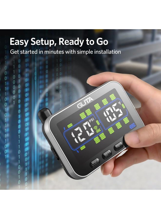 GUTA Trailer Tire Pressure Monitoring System, RV Tire Pressure Monitor with 6 Sensors, 6 Alert Modes, Signal Booster, Large Color Display, Long Sensing Distance, 0-188PSI TPMS for RV Trailer Semi - Image 5