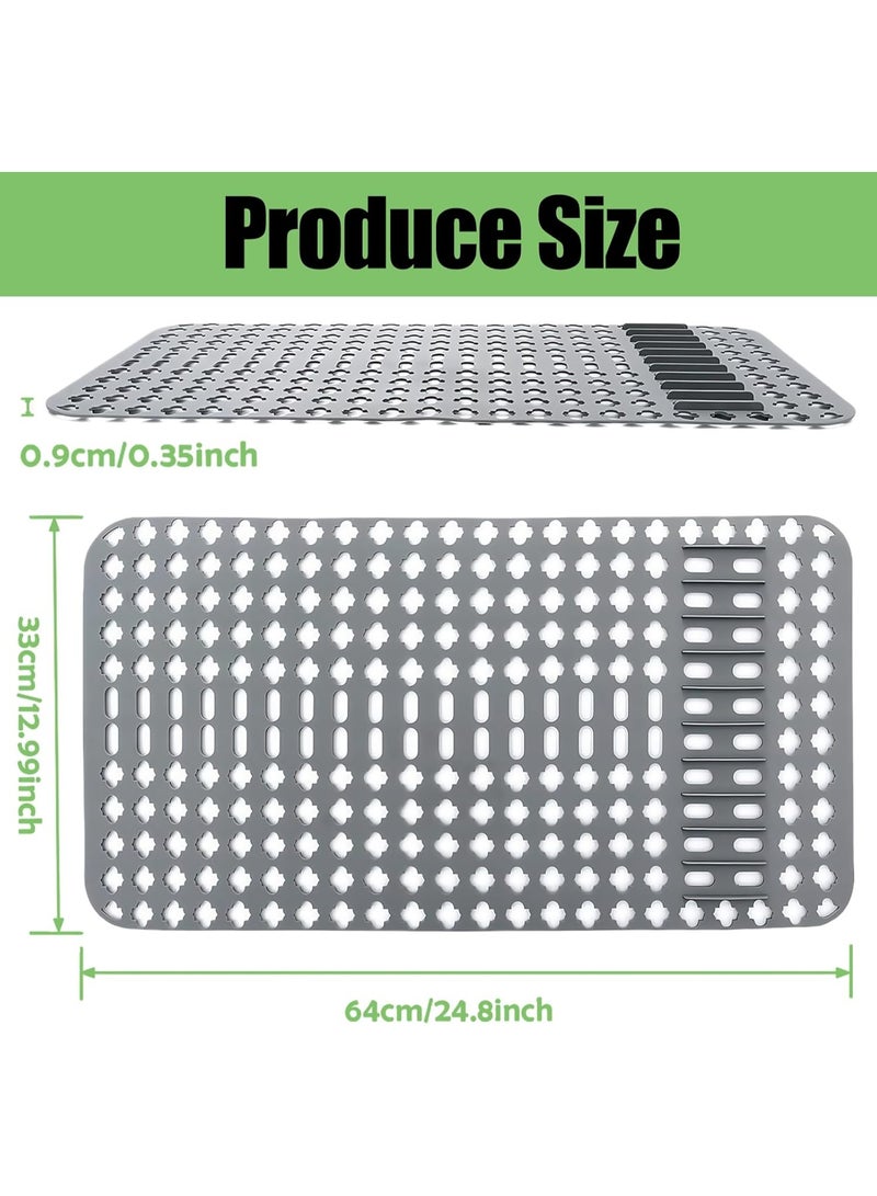 Relex Silicone Sink Mat for Kitchen, Non-Slip Sink Protector 25 x13 Inches, Flexible Cut-to-Fit Sink Grate for Stainless Steel and Porcelain Sinks, Heat Resistant Sink Pad (Grey) - Image 5