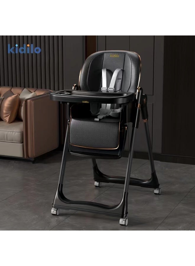 Kidilo 5-level folding high chair with backrest for entertaining the child, code (8122) - Image 2