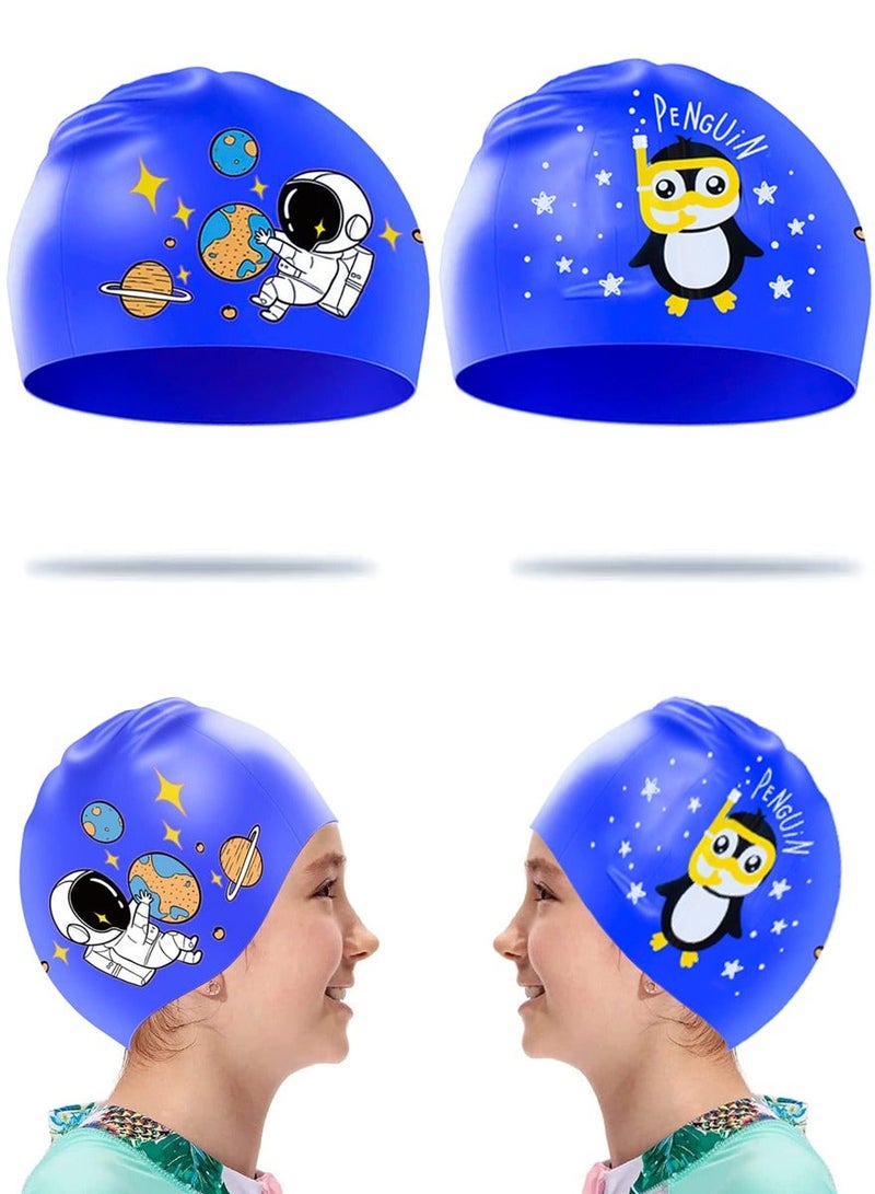 قطوب أطفال , بنات , أولاد , مراهق مع سيليكون قبعة السباحة ، وحماية الأذن والشعر من الكلور والبكتيريا والرمل في الماء ، لا طعم له ، برو الجلد ، لطيف شكل الكرتون للماء قبعة السباحة ، حقيبة 2 - Image 1