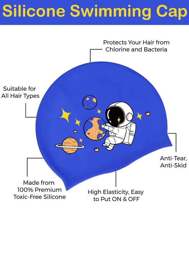 قطوب أطفال , بنات , أولاد , مراهق مع سيليكون قبعة السباحة ، وحماية الأذن والشعر من الكلور والبكتيريا والرمل في الماء ، لا طعم له ، برو الجلد ، لطيف شكل الكرتون للماء قبعة السباحة ، حقيبة 2 - Image 4