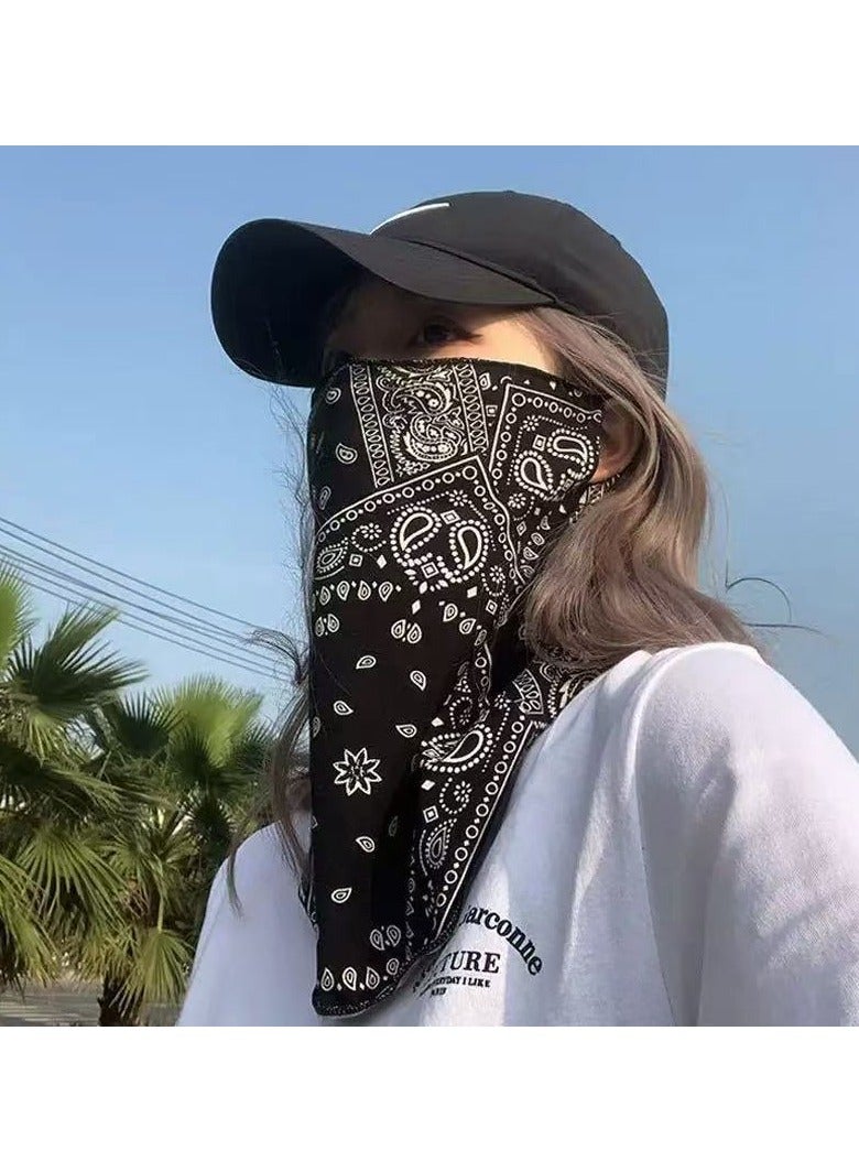 Goolsky قناع حماية الوجه من الشمس الصيفي – حجاب عنق من حرير الجليد مع حلقة للأذن لحجب الأشعة فوق البنفسجية، قناع رقيق للوجه الكامل للدراجات - Image 3