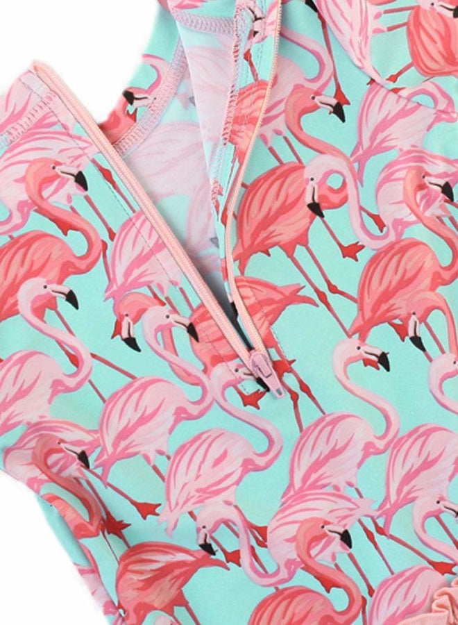 RuffleButts Baby/Toddler Girls Fab Flamingo One Piece Rash Guard - 18-24m - Image 5