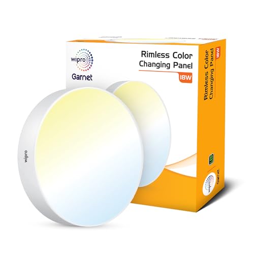 Wipro Garnet 18W Rimless Round CCT Surface Panel | Colour Changing Panel | Warm White, Neutral White, Cool White | Elegant Rimless Design | Surface Mounted LED Downlighter for Ceiling |Pack of 2 - Image 3
