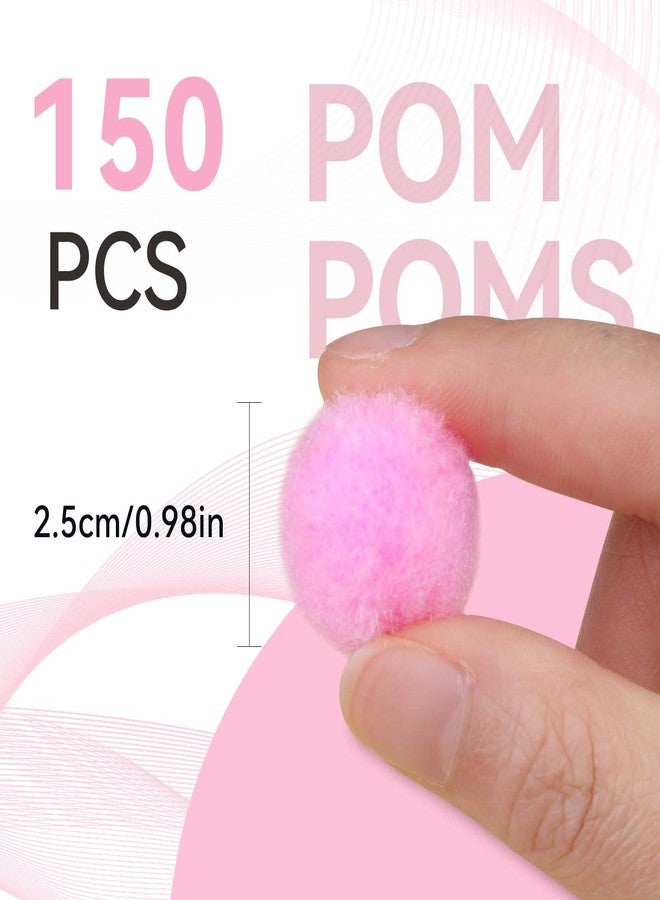 MORFEN 150 Pcs Pom Poms, 1 Inch Light Pink Craft Pom Poms, Fuzzy Pompom Puff Balls, Small Pom Pom Balls for DIY, Arts, Crafts Projects, Home Decorations - Image 2