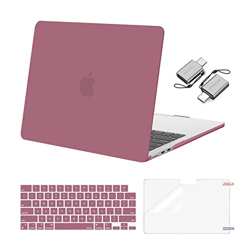 MOSISO Compatible with MacBook Air 13 inch Case 2025 2024 2023 2022 M4 A3240 M3 A3113 M2 A2681, Plastic Hard Shell&Keyboard Cover&Screen Film&Type C for MacBook Air 13.6 inch Case, Dusty Rose - Image 1