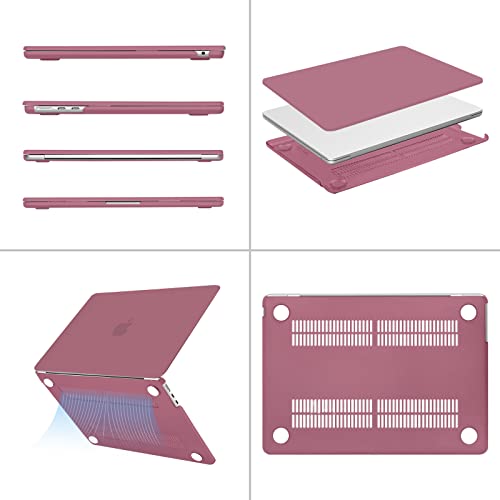 MOSISO Compatible with MacBook Air 13 inch Case 2025 2024 2023 2022 M4 A3240 M3 A3113 M2 A2681, Plastic Hard Shell&Keyboard Cover&Screen Film&Type C for MacBook Air 13.6 inch Case, Dusty Rose - Image 5