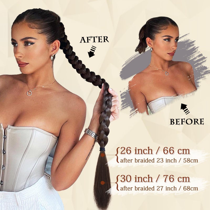 Sofeiyan Long Braid Ponytail Extension with Hair Tie Straight Sleek Wrap Around Hair Extensions Braid Pony Tail Fluffy Natural Soft Synthetic Hairpieces for Women Daily Wear, 26 inch-Ash Blonde - Image 3