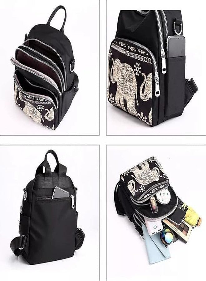 NME COLLECTION Fashion Mini Backpack with Elephant Print, Modern Design, Multi-function Compartments, Adjustable Shoulder Straps,Handle Travel Backpack for Office, School, Collage - Image 3