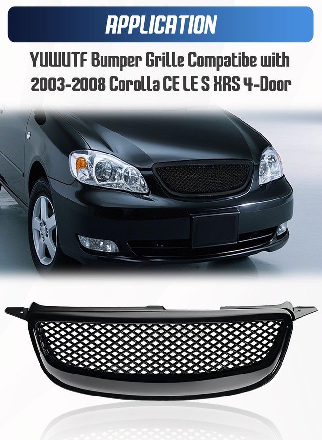 YUWUTF Glossy Black Mesh Front Bumper Grill Compatilbe with 2003 2004 2005 2006 2007 2008 Toyota Corolla CE/LE/S, ABS Front Hood Mesh Grille Replacement - Image 2