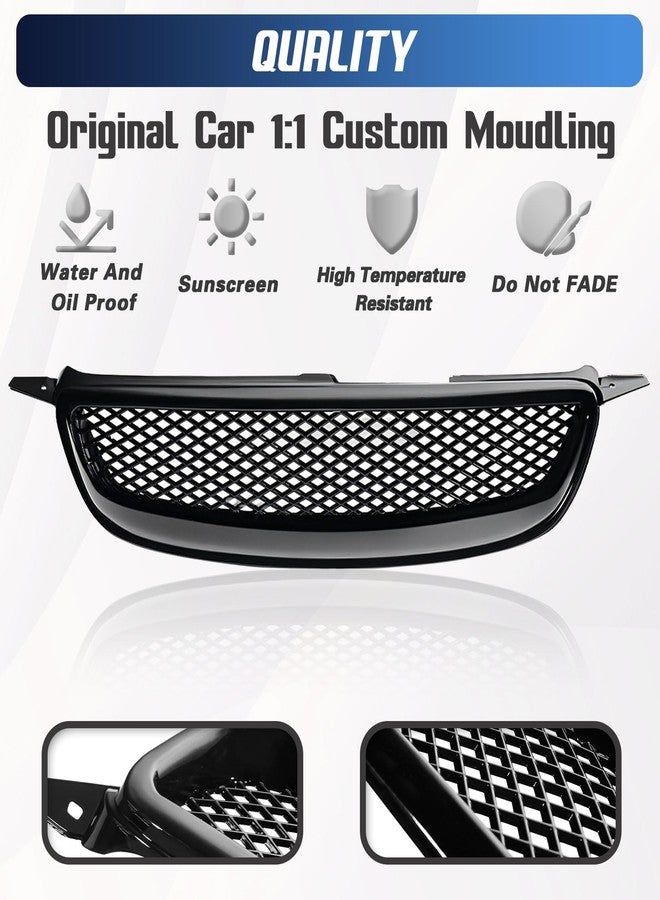 YUWUTF Glossy Black Mesh Front Bumper Grill Compatilbe with 2003 2004 2005 2006 2007 2008 Toyota Corolla CE/LE/S, ABS Front Hood Mesh Grille Replacement - Image 3