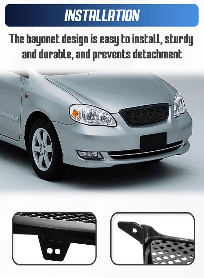 YUWUTF Glossy Black Mesh Front Bumper Grill Compatilbe with 2003 2004 2005 2006 2007 2008 Toyota Corolla CE/LE/S, ABS Front Hood Mesh Grille Replacement - Image 4