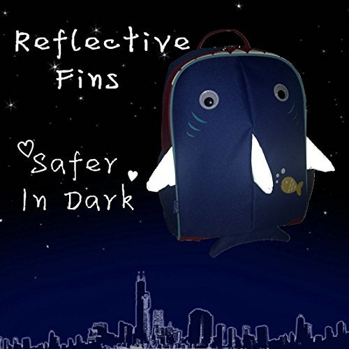 yodo Little Kids School Bag Pre-K Toddler Backpack - Reflective Fins, Name Tag and Chest Strap, Shark - Image 2