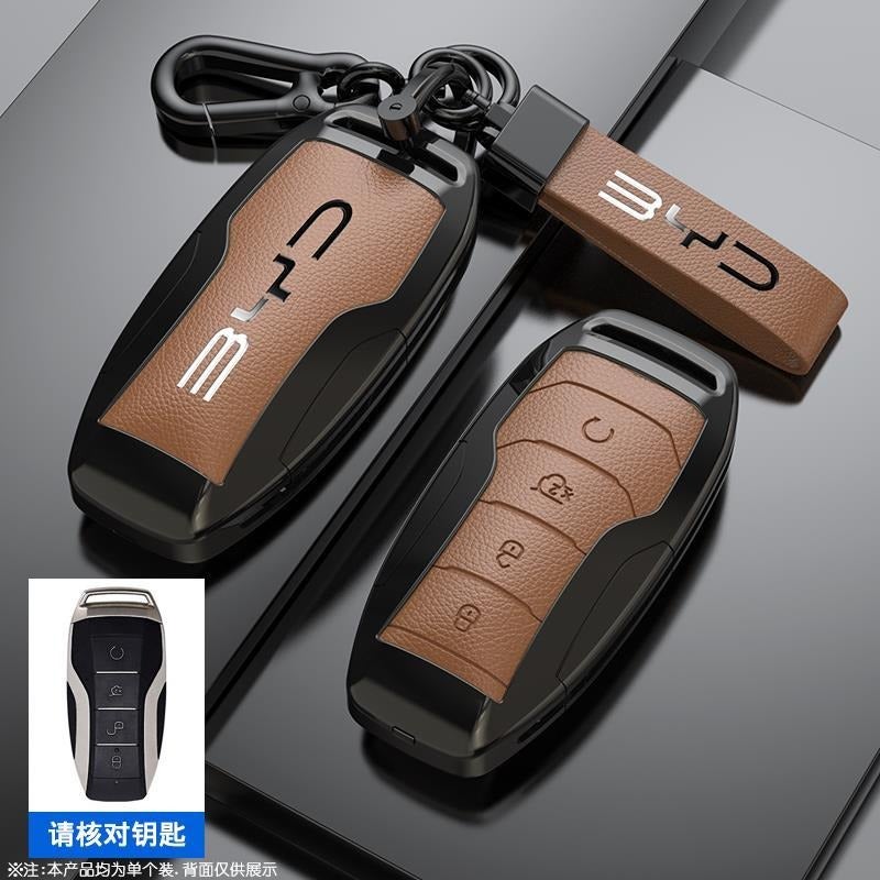 بي واي دي غطاء سلسلة مفاتيح من سبائك الزنك لسيارات BYD Qin PLUS و Seal 06 و Dolphin و Seagull و Qin L و Han DMI و Tang و Song Pro و Yuan - Image 1
