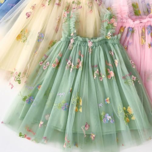 BGFKS Layered Tulle Tutu Dress for Toddler Girls,Baby Girl Rainbow Tutu Princess Skirt Set with Flower Headband.(Flower Green,6 Months) - Image 3