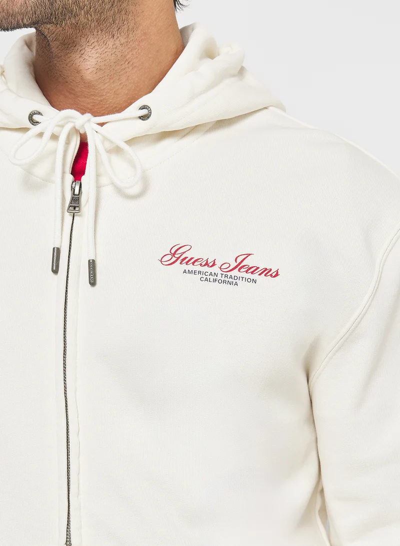 Guess Jeans Zip Script Hoodie