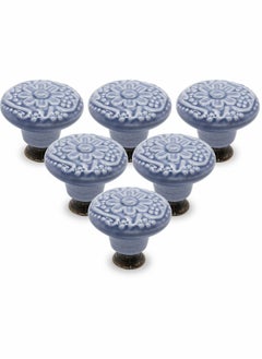 SYOSI Drawer Knobs, Greyish Blue Cabinet Knobs, Retro Ceramic Dresser Knobs, 33mm Drawer Knobs Door Knobs Drawer Pulls Dresser Handles with Mounting Screws （12pcs, 1.3" ）  - Image 1